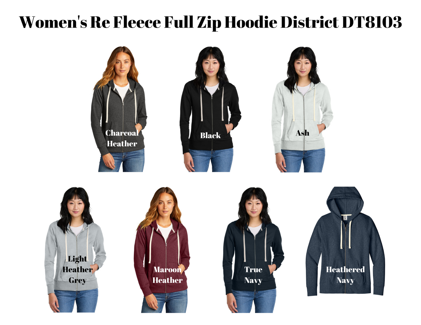 Women's Re Fleece Full Zip Hoodie District DT8103