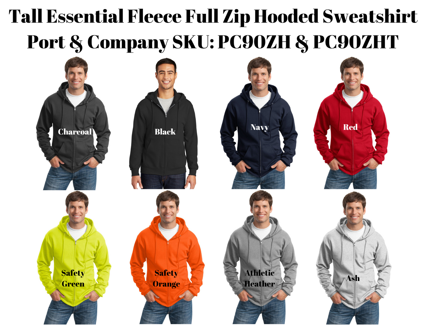 UMAC Port & Co Fleece Full Zip Hoodie Reg & Tall PC90ZH/PC90ZHT