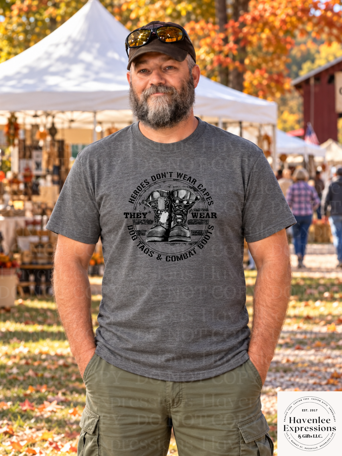 Heroes Wear Dog Tags Heather Dark Grey Tee