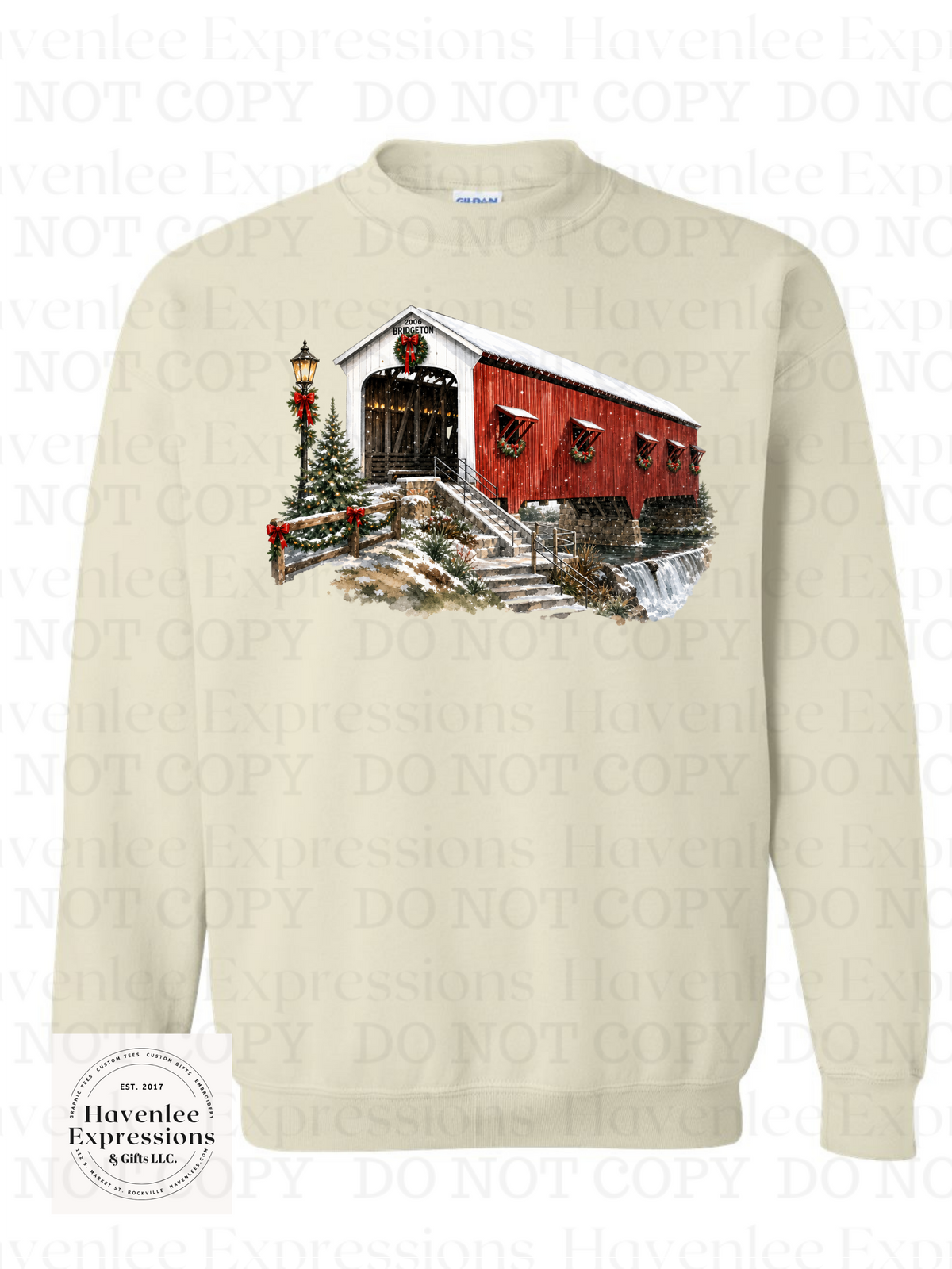Christmas Covered Bridge Crewneck