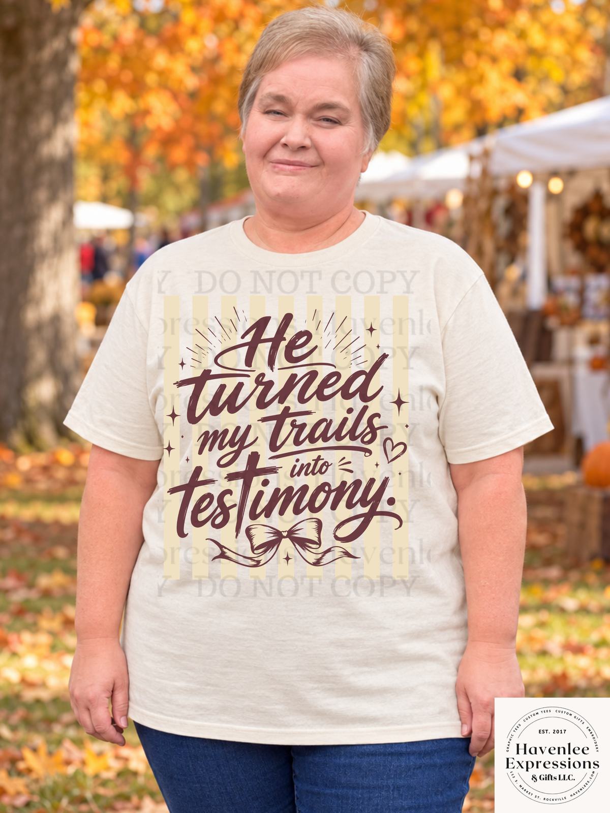 He Turned My Trials into Testimony Natural T-Shirt